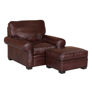 Library Leather Chair with Ottoman