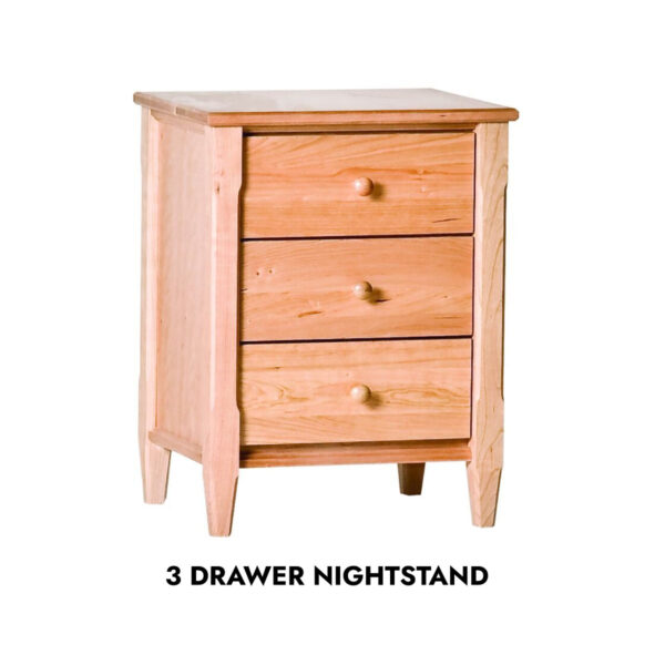 Shaker 3-drawer nightstand