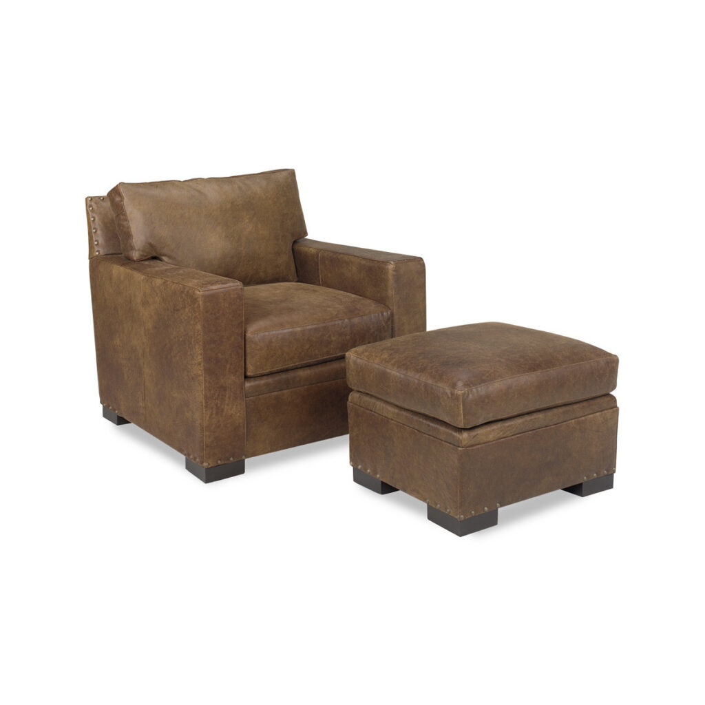 McKinley Leather Armchair and Ottoman