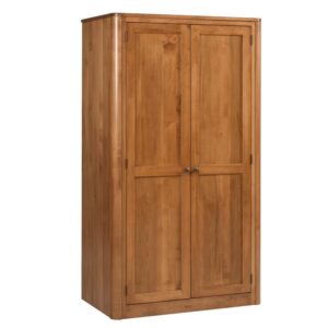 The Galaxy Wardrobe offers enclosed hardwood storage with a rod and shoe shelf in a clean, modern design.