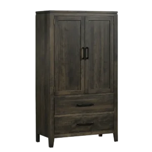 The Oslo Armoire offers clean, modern storage with the warmth and character of solid wood construction. Shown Closed.