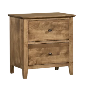 The Otto 2-Drawer Nightstand offers solid wood construction and practical bedside storage.